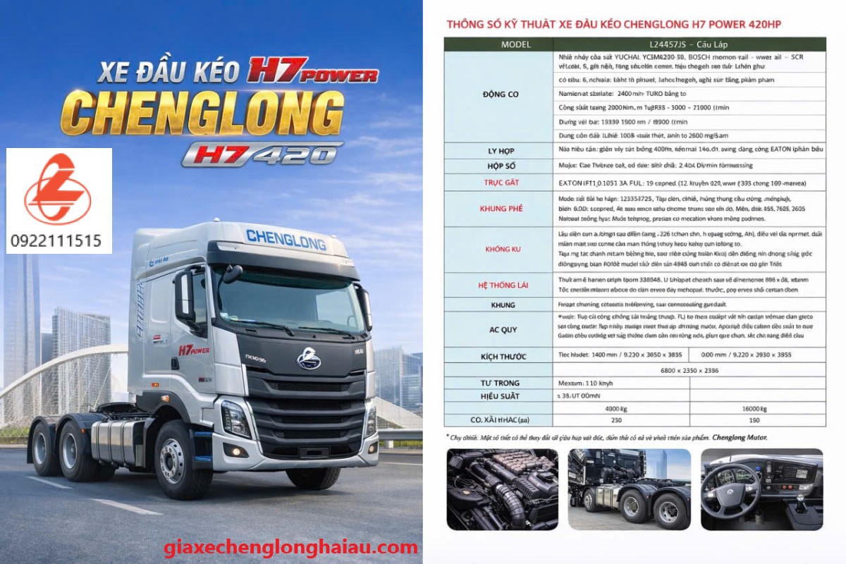 Th&ocirc;ng số kỹ thuật xe đầu k&eacute;o chenglong 420hp
