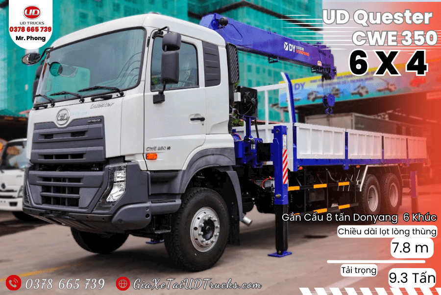 Xe Tải Cẩu 3 Chân UD Quester CWE 350 Gắn Cẩu Donyang 8 Tấn 6 Khúc