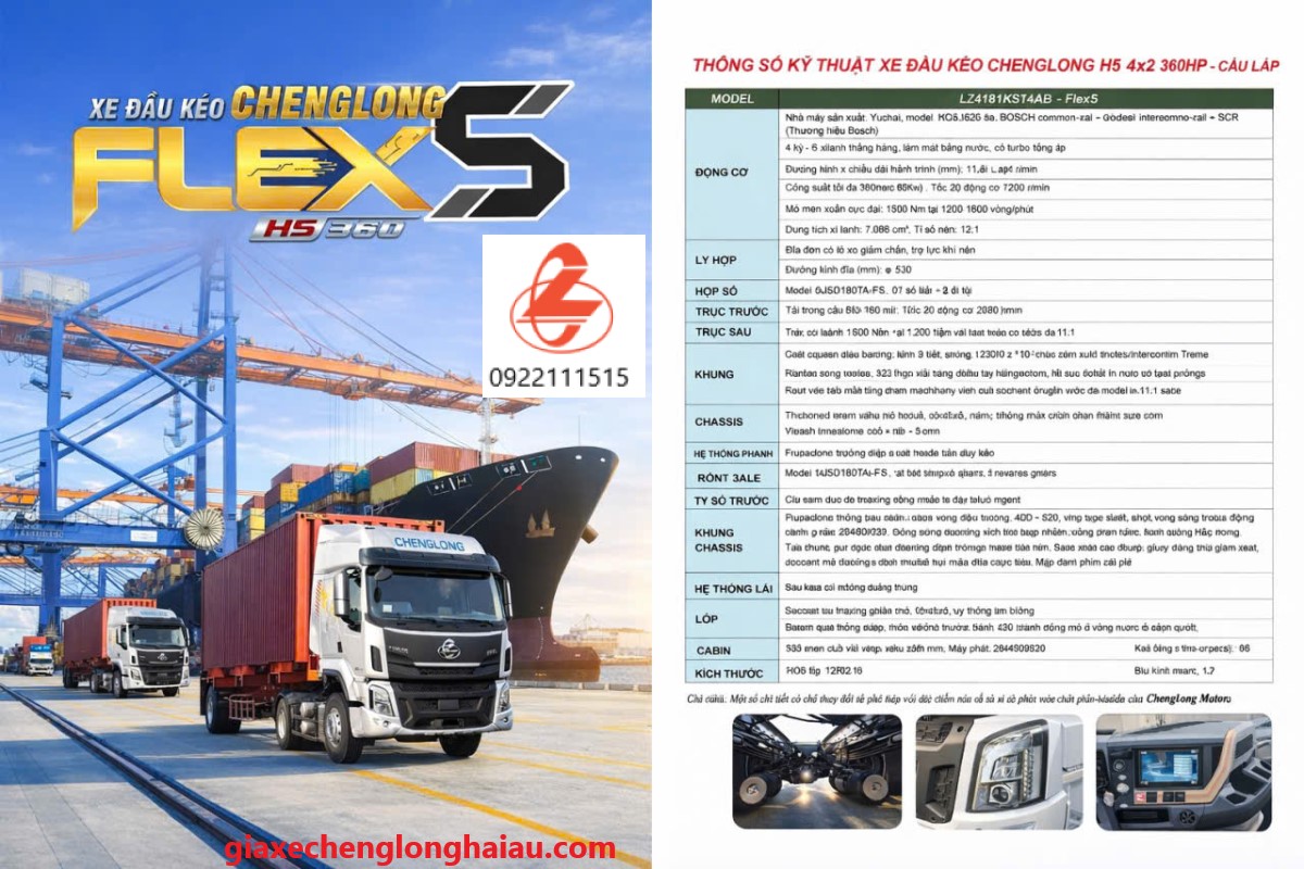 Th&ocirc;ng số kỹ thuật Đầu k&eacute;o chenglong 1 cầu 360hp