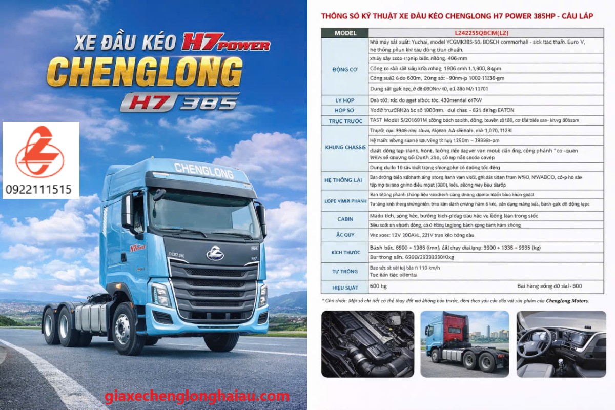 Th&ocirc;ng số kỹ thuật xe đầu k&eacute;o chenglong 385hp