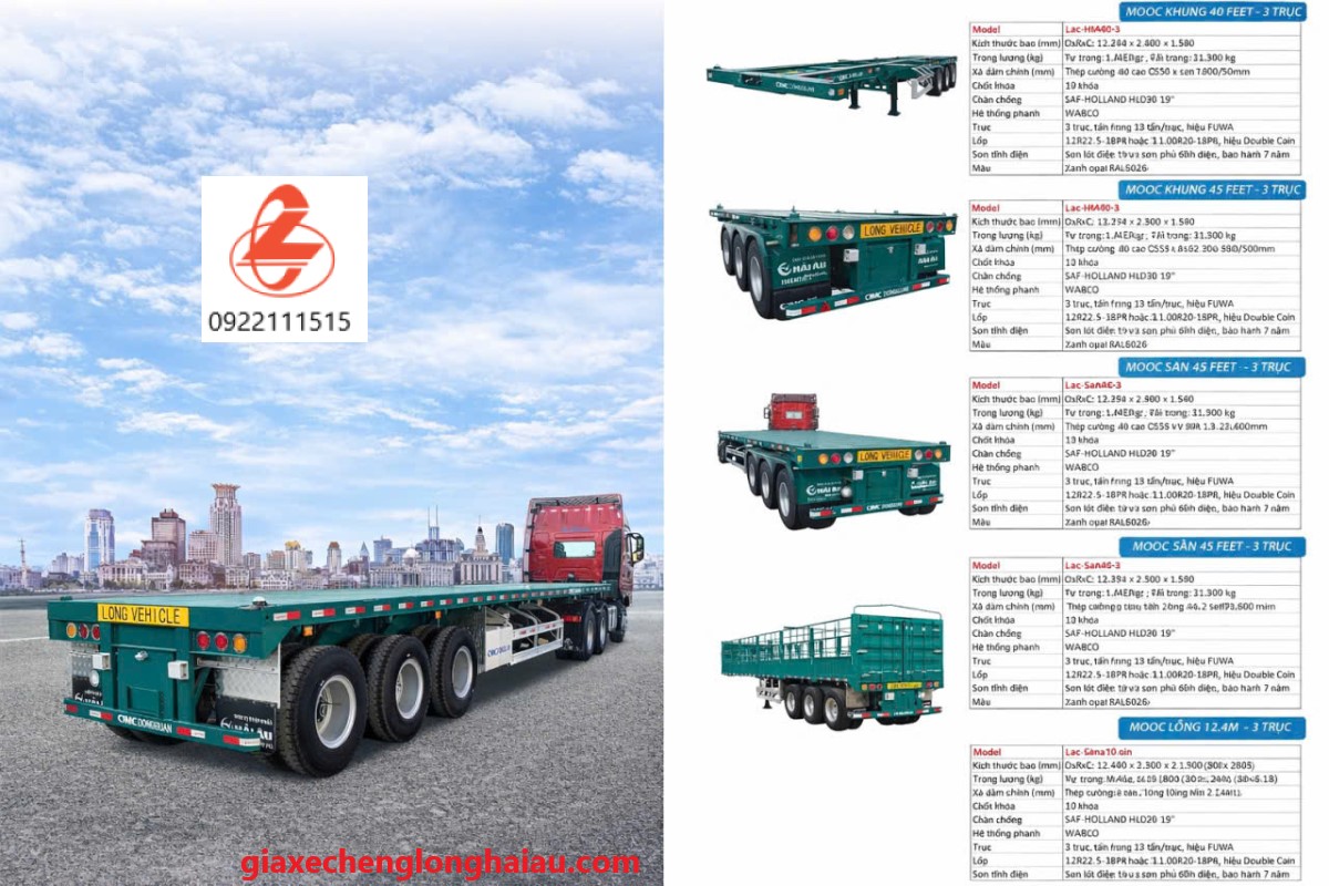 Th&ocirc;ng số c&aacute;c loại m&oacute;c 3 trục