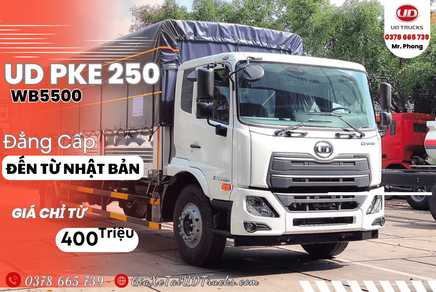 Xe Tải 8 Tấn UD PKE250 Mui Bạt Thùng 7,35m
