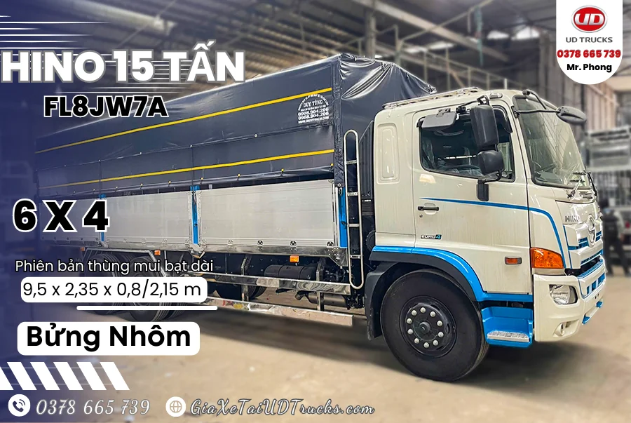 Xe Tải Hino FL 3 Chân Mui Bạt Bửng Nhôm 9m5